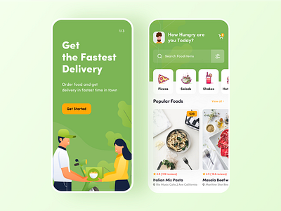 Food App- Onbarding and Discover best designer delivery food food app food lover foodapp hungry illustration onboarding pizza restaurant shop startup trend 2020 ui ui designer ux