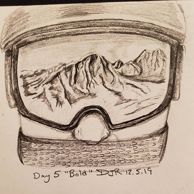 Bold bold cold december decemberartchallenge illustration mountains pencil ski skimask snowgoggles tinkerlabartchallenge winter