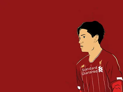 Takumi Minamino football footballer illustration japan japanese lfc liverpool soccer sport vector