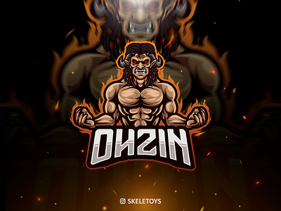 OHZIN cartoon character demon design esport esportlogo evil fire illustration logo mascot mascot character mascot logo