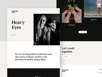 Abstrance Films Website beige black black and white branding film flat photography type typography ui uiux web webdesign website website design white