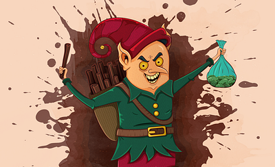 Malik illustration character cinnamon cookies demon design elf gingerbread hat illustration vector