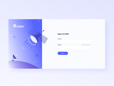 Orbit loggin light app cards design illustration log in login login page ui ui design ux ux design vector web app web apps web site webdesign website