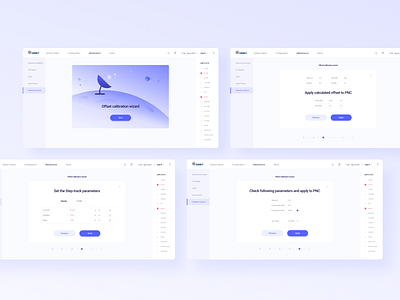 Orbit Offset Calibration Wizard app cards dashboard ui design mobile app product product design ui ui design ux ux design vector web app web apps web design wizard