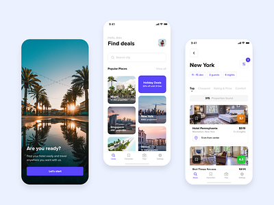 Hotel app adobe xd app app design booking cards clean estate hotel hotel app ios iphone iphone x minimal mobile mobile app mobile ui simple travel ui ux