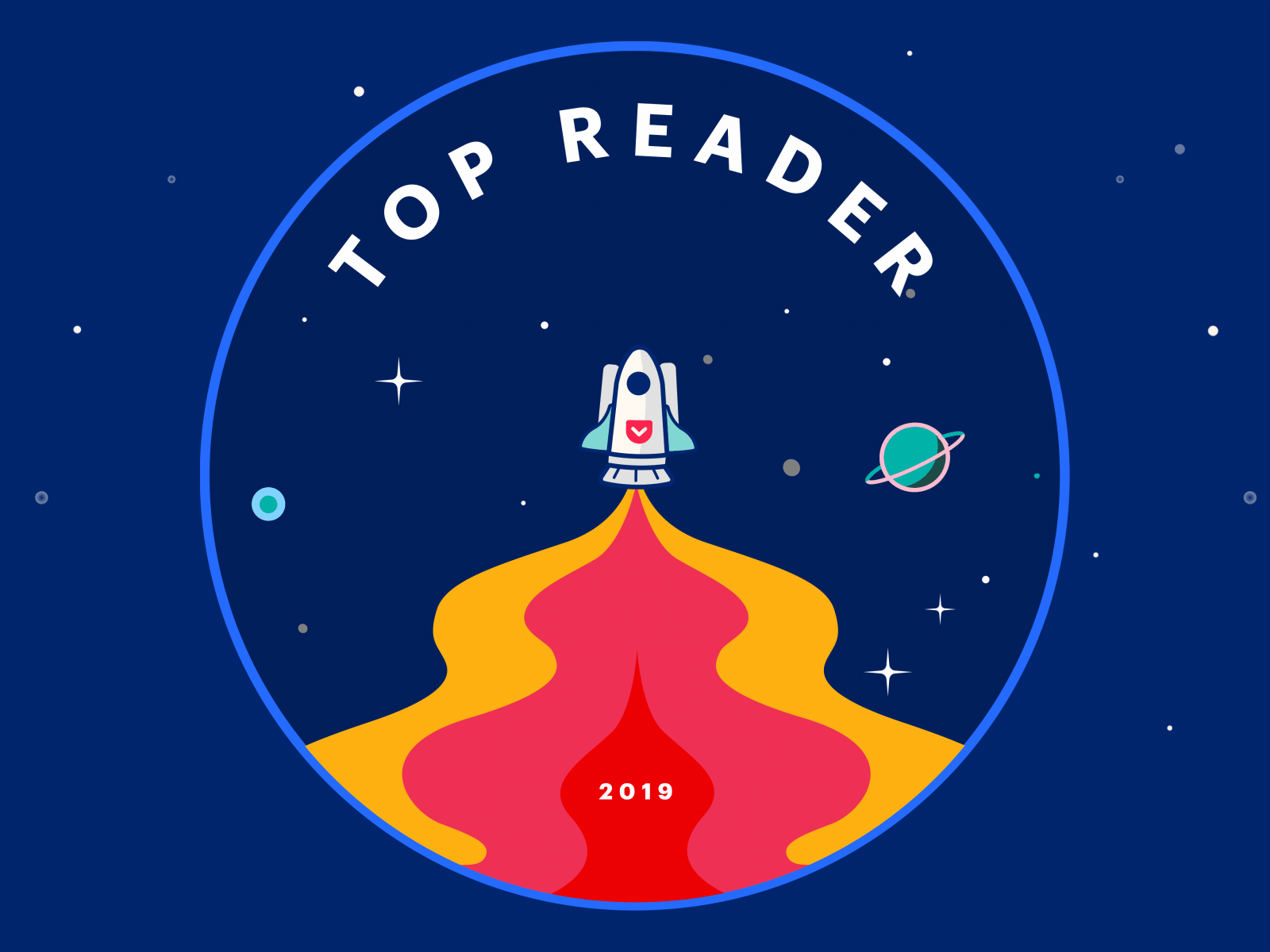 Top Reader Badge animation badge creatives gif gif animated illustration illustrator rocket ship womenofillustration