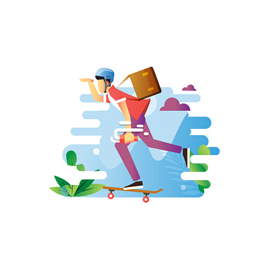 Fast Worker branding design designer dribble flat flat design hellodribbble illustration skateboarding skater ux vector