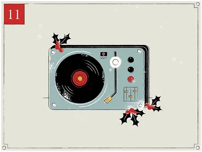 Christmas Countdown | 11 advent advent calendar animation animator christmas christmas card design gif happy holidays holly illustration merry christmas midcentury motion graphics music record retro snow texture vintage