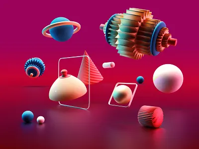 Red Maroon 3d 3d art abstract abstract art abstraction adobe dimension ball balloon design dimension gear illustration maroon nipple planet red scene shape