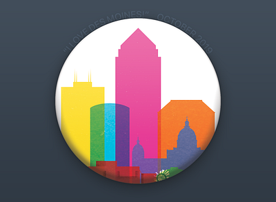 I Love Des Moines button des moines illustration