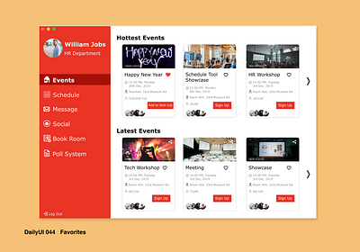 DailyUI 044 Favorites daily 100 challenge dailyui044 dailyui44 dailyuichallenge event app events schedule app webapp design webdesign