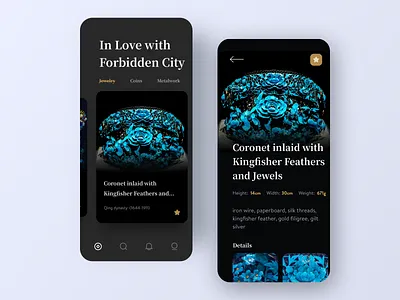 Museum App app art black card design jewelry mobile museum ui ux