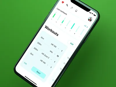 Running App app green heartrate ios mobile run runners running sport ui uiux workout