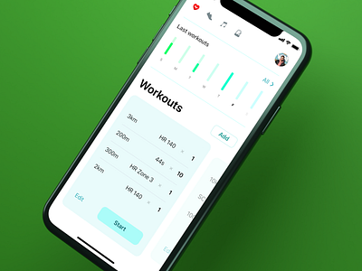 Running App app green heartrate ios mobile run runners running sport ui uiux workout