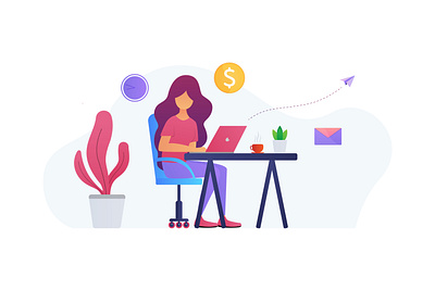 Just a freelancer girl design flat freelance freelancer illustration vector