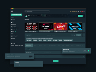 StreamLabs - Alert Box Settings apple dark dark dashboard dark mode dark ui dashboad dashboard design dashboard ui design macosx ui uidesign uiuxdesign ux uxdesign uxui web webdesign website