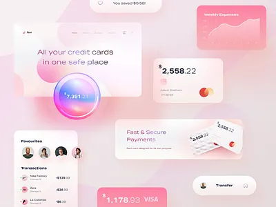 Banking app UI elements 3d app apple pay balance banking card credit card expenses finance finance analytics fintech graph lend mastercard mobile money simple clean interface transaction ux design visa