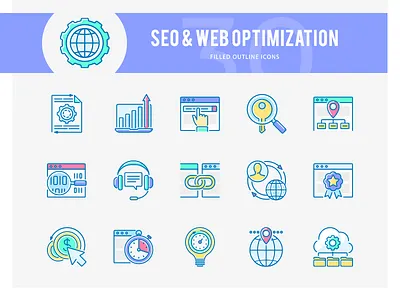 SEO & WEB Optimization Icons analysis data icons idea research search security seo speed target web