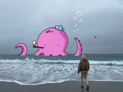 Octopus art beach character characterdesign creature friend fun girl illustraion new ocean octopus photo pink procreate sea