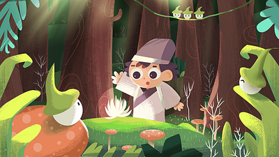 Picking Chinese Herbs child childrens illustration china illustration