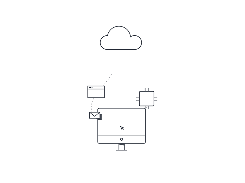 Technology animation cloud data design flat illustration illustrator lines minimal web