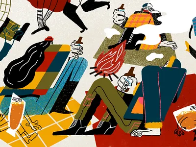 Winter Campfire advertising illustration beer label brand illustration character design colorful design editorial illustration illustration startup branding