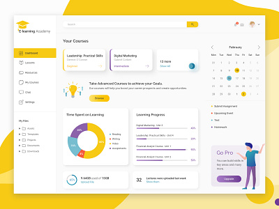 Online Learning Platform Dashboard dashboad education elearning learning learning platform online courses study ui
