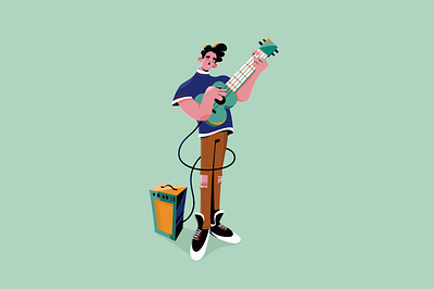 Jimmy the guitar player adobe illlustrator boy charactedesign cute guitar guitar player illustration photoshop vector