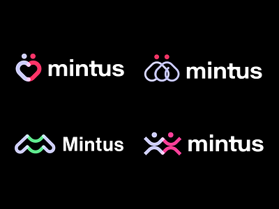 Logo options of a dating app for crypto people best logo brand identity branding community connect crypto dating identity lettermark logo logo designer logo process logos love marks metaverse minimal monogram nft