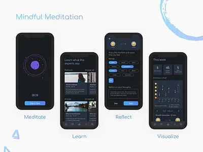 Mindful meditation dailyui dataviz infoviz learning meditation meditation app mobile app reflection ui visualization