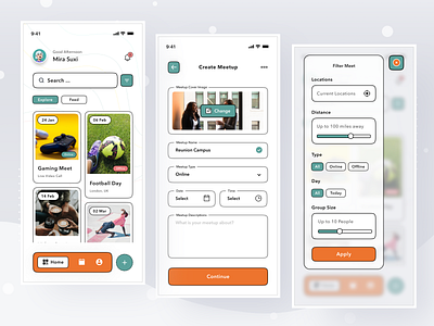 Meetup in App app card clean design ios mobile profile ui