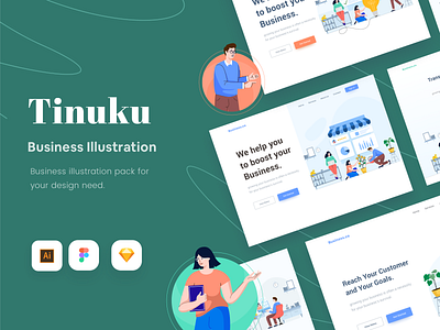 Tinuku - Business Illustration business creative market finance flat design illustration illustration bundle illustration pack landing page startup ui8 vector vector illustration website