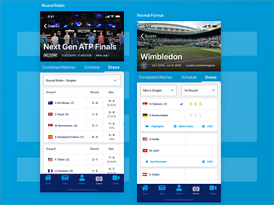 ATP App - Event Draws app design interaction phoenix product design sports tennis ui ux uxresearch