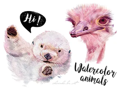 Watercolor animals illustrations animal art animal portrait baby clothes comission fabric fabric pattern surface design textile watercolor watercolor painting watercolor pattern