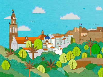 Bienvenidos a Carmona / Welcome to Carmona andalusia carmona colors design drawing history illustration lines panoramic sevilla skyline spain texture