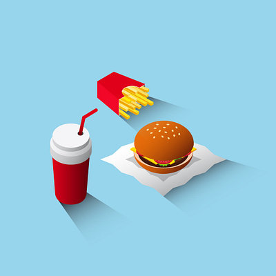 Isometric Design - Street Food art artwork burger chips creative design digital art drink flat design food graphic graphic design illustration illustrator inspiration isometric isometric design meat street food vector