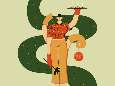 Housewife = Bo$$ character characterdesign design flat illustrator girl character happyholidays merry xmas vector web