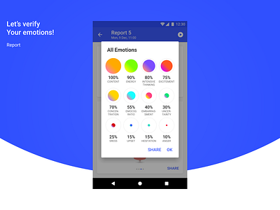 Report android app colorful diagrams emotions material design mobile app report ui ux