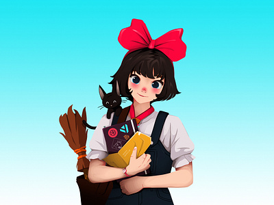 kiki's delivery services animation character characteranimation characterart concept concept art conceptual digital illustration digitalart ghibli illustration illustrator jiji kids kikis delivery service ssothzz vector website