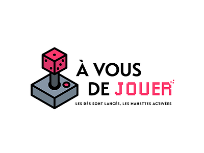 Logo À Vous de Jouer boardgame boardgames brand branding font illustration illustrator joystick logo logodesign logotype pixel pixelart pixels thimble transat typography video game videogame videogames