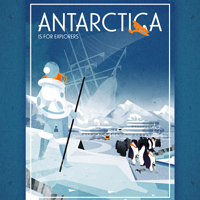 Antarctica is for explorers affiche design illustration illustrator poster texture vector