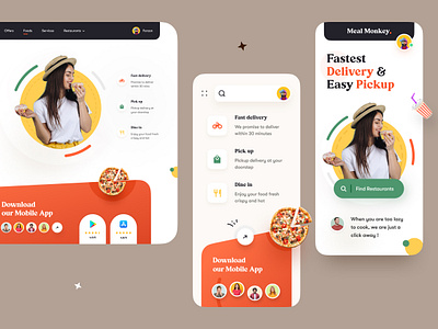 Food Delivery Landing page buffet chef cooking cuisine design agency design service fast delivery food food and drink food delivery food delivery app food delivery platform homepage landing page mockup restauranrt shipping snacks web design website