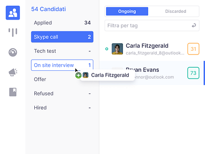 Candidate drop dashboard desktop drag and drop web app