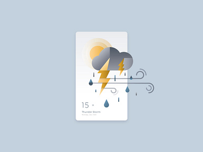 Weather App color blocking daily ui dailyuichallenge flat illustration lightning linework rain stormy thunderstorm weather weather app