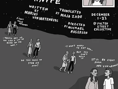 The Dog, The Night, and The Knife - poster comic art graphic illustration illustrator poster theater