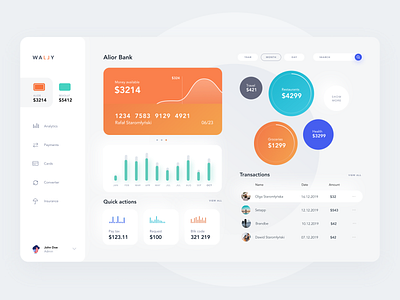 Wally Dashboard 2019 app clean design flat logo minimal ui ux website