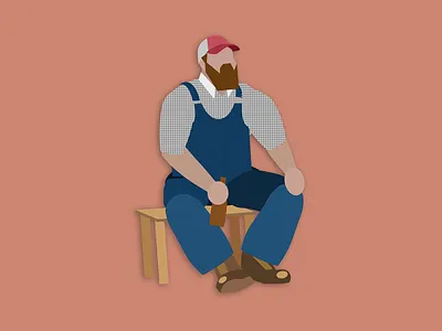 Squirrely Dan beard character design dungarees illustration letterkenny