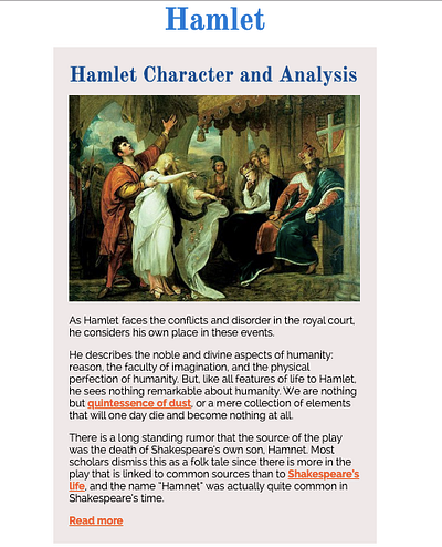 Blog Design- Hamlet html html css webdesign