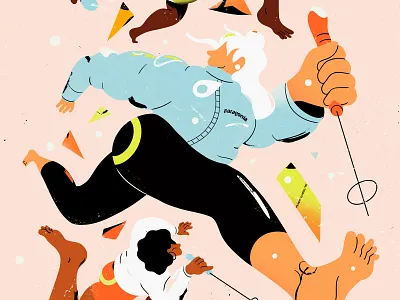 Ready for a hike! character characterdesign design girl hiking illustration mountains patagonia run