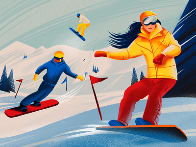 Winter Sports Illustration character design design studio digital art digital artwork digital illustration digital painting graphic design illustration illustration art illustrator mountains people procreate skiing snow snowboarding sportsmen winter winter sports